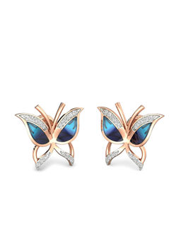 Candere by Kalyan Jewellers - 18K BIS Hallmark Rose Gold and Diamond Butterfly Earrings