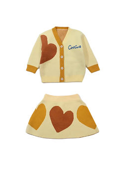 Little Surprise Box - Yellow Heart Sweat Shirt & Skirt for Kids (Set of 2)