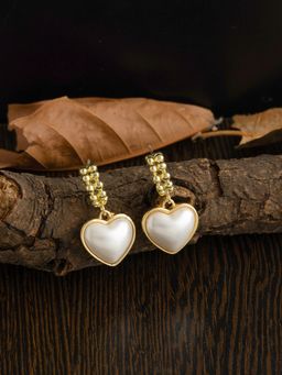 E2O - Gold Heart Shaped Drop Earrings For Women