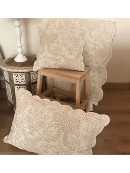 Belleven - Grandeur Embroidered Cotton Bedspread Set (Ivory/Brown)