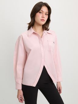 Pomelo - Oversized Script Logo Button Down Shirt - Pink