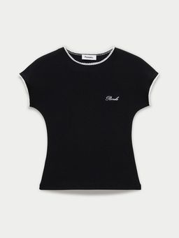 Pomelo - Slim Fit Short Sleeve Crewneck T-Shirt with Contrast Micro