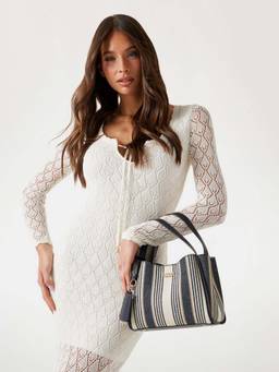 Guess - Navy Multi Striped Nicolette Girlfriend Handbag