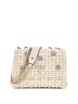 Guess - Ivory Textured Everlee Mini Convertible Flap Crossbody Bag
