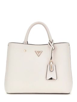 Guess - Ivory Solid Meridian Girlfriend Satchel Bag with Detachable Strap