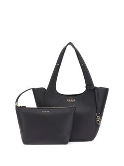 Guess - Black Textured Calista 2 In 1 Shoulder Bag with Pouch (Set of 2)