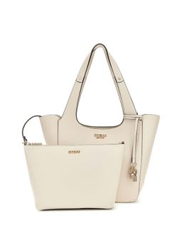 Guess - Off White Textured Calista 2 In 1 Shoulder Bag with Pouch (Set of 2)