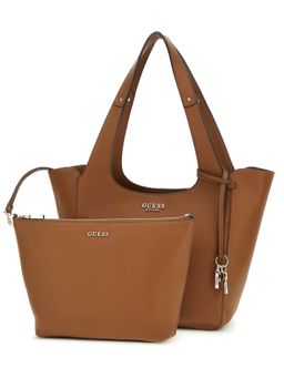 Guess - Caramel Textured Calista 2 In 1 Shoulder Bag with Pouch (Set of 2)