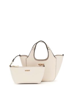 Guess - Off White Textured Mini Handbag and Pouch with Detachable Strap (Set of 2)