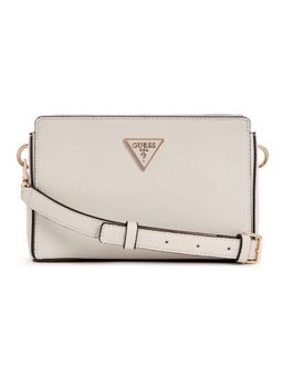 Guess - Off White Solid Meridian Top Zip Crossbody Bag