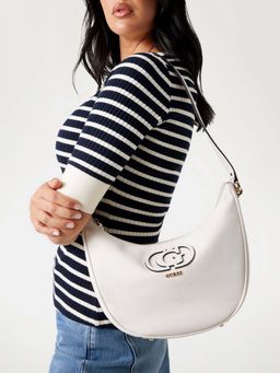 Guess - Off White Solid Calebra Hobo Shoulder Bag