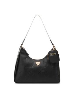 Guess - Black Textured Emerie Shoulder Bag with Pouch (Set of 2)
