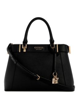 Guess - Black Solid Anadela 3 Comp Handbag with Detachable Strap