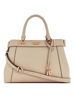 Guess - Beige Solid Anadela 3 Comp Handbag with Detachable Strap