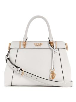 Guess - White Solid Anadela 3 Comp Handbag with Detachable Strap