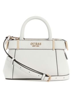 Guess - White Solid Anadela Mini Satchel Bag with Detachable Strap