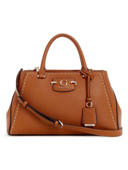 Guess - Caramel Solid Nastra Society Satchel Bag with Detachable Strap