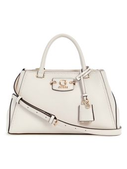 Guess - Off White Solid Nastra Society Satchel Bag with Detachable Strap