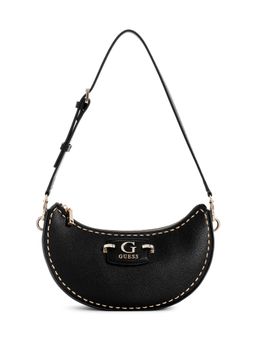 Guess - Black Solid Nastra Top Zip Shoulder Bag