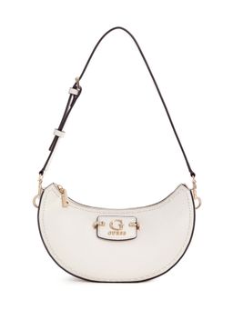 Guess - Off White Solid Nastra Top Zip Shoulder Bag