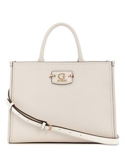 Guess - Off White Solid Nastra Tote Bag with Detachable Strap