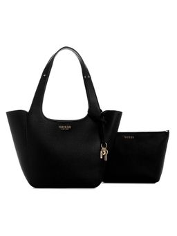Guess - Black Textured Helina Shoulder Bag with Pouch (Set of 2)