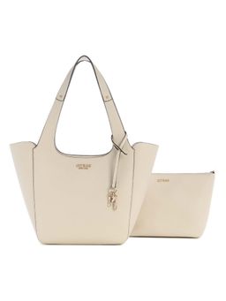 Guess - Off White Textured Helina Shoulder Bag with Pouch (Set of 2)