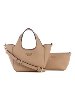 Guess - Beige Textured Helina Mini Handbag and Pouch with Detachable Strap (Set of 2)
