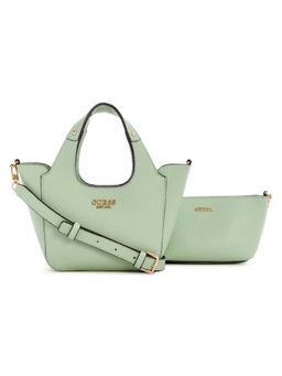 Guess - Green Celadon Textured Helina Mini Handbag and Pouch with Detachable Strap (Set of 2)