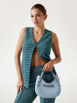 Guess - Misty Blue Solid Lefia Handbag with Detachable Strap (S)