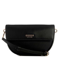 Guess - Black Solid Cerelia Flap Shoulder Bag