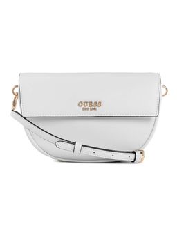 Guess - White Solid Cerelia Flap Shoulder Bag