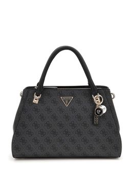 Guess - Charcoal Logo Printed Noelle Luxury Satchel Bag with Detachable Strap