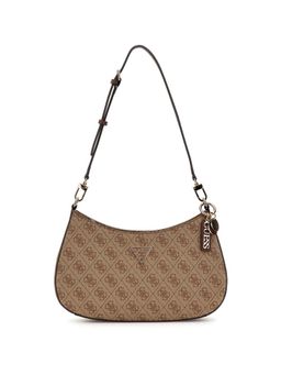 Guess - Brown Printed Noelle Top Zip Shoulder Bag