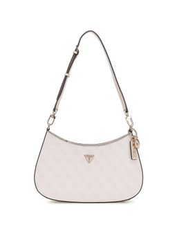 Guess - White Logo Printed Noelle Top Zip Shoulder Bag