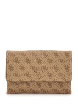 Guess - Brown Printed Noelle Flap Organizer Crossbody Bag