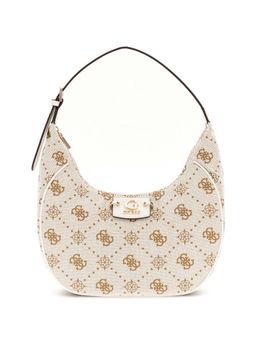 Guess - Off White Logo Printed Neda Hobo Shoulder Bag