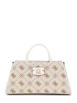 Guess - Off White Logo Printed Neda Girlfriend Satchel Bag with Detachable Strap