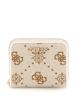 Guess - Off White Logo Printed Neda Zip Around Wallet (S)