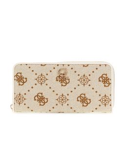 Guess - Off White Logo Printed Neda Zip Around Wallet (L)