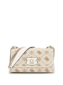 Guess - Off White Logo Printed Neda Convertible Crossbody Bag