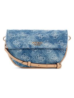Guess - Denim Logo Printed Cerelia Flap Shoulder Bag