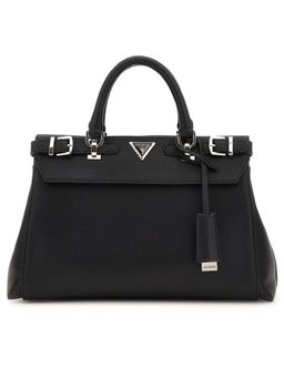 Guess - Black Solid Eco Ali Luxury Satchel Bag with Detachable Strap