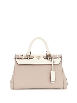 Guess - Beige Solid Eco Ali Luxury Satchel Bag with Detachable Strap