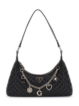 Guess - Black Solid Everlee Top Zip Shoulder Bag