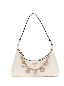 Guess - Off White Solid Everlee Top Zip Shoulder Bag