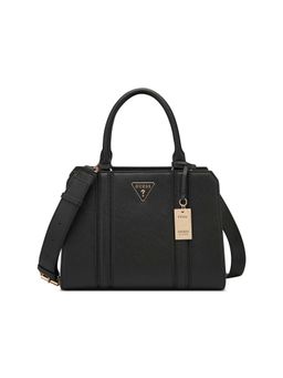 Guess - Black Solid Cassian Satchel Bag with Detachable Strap