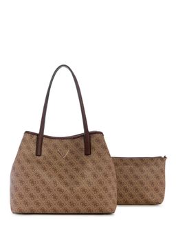 Guess - Brown Printed Victoria 2 In 1 Tote Bag with Pouch (Set of 2)