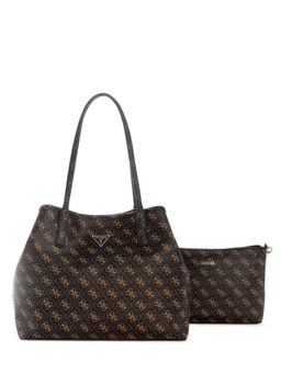 Guess - Black Logo Printed Victoria 2 In 1 Tote Bag with Pouch (Set of 2)