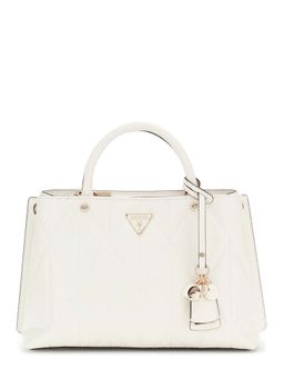Guess - Off White Solid Aldina Girlfriend Satchel Bag with Detachable Strap